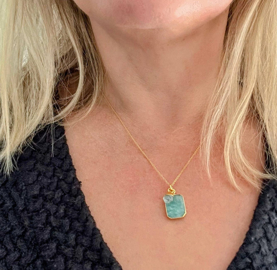 The Duo Amazonite and Aquamarine Necklace - Gold Plated