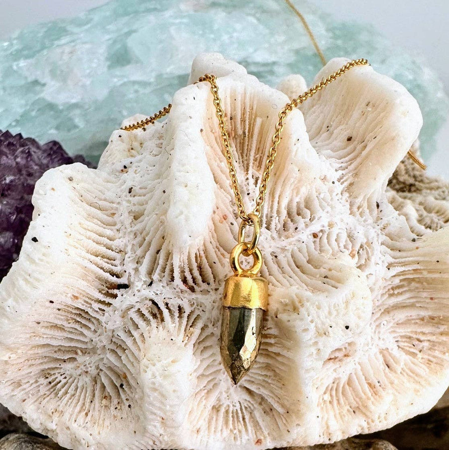The En Pointe Pyrite Gemstone Necklace - Gold Plated