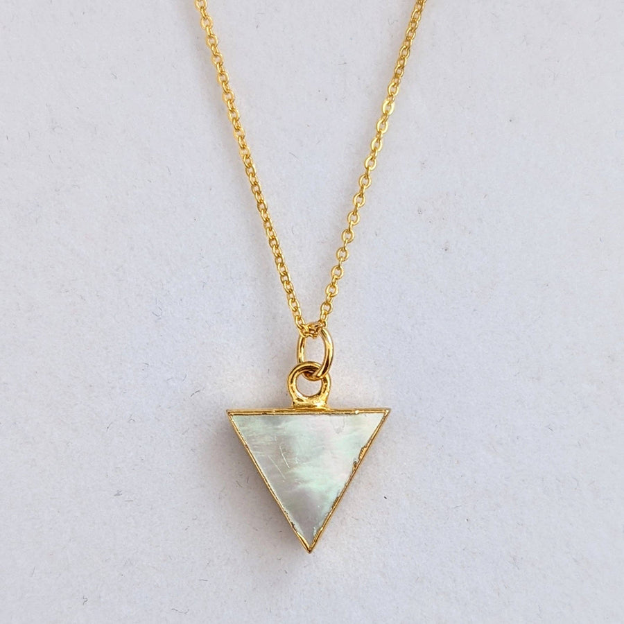 The Triangle Mother of Pearl Gemstone Necklace – Gold Plated