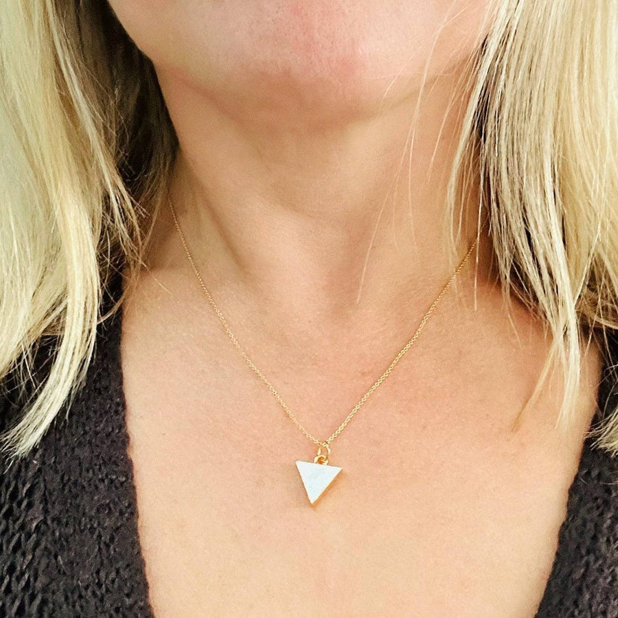 The Triangle Mother of Pearl Gemstone Necklace – Gold Plated