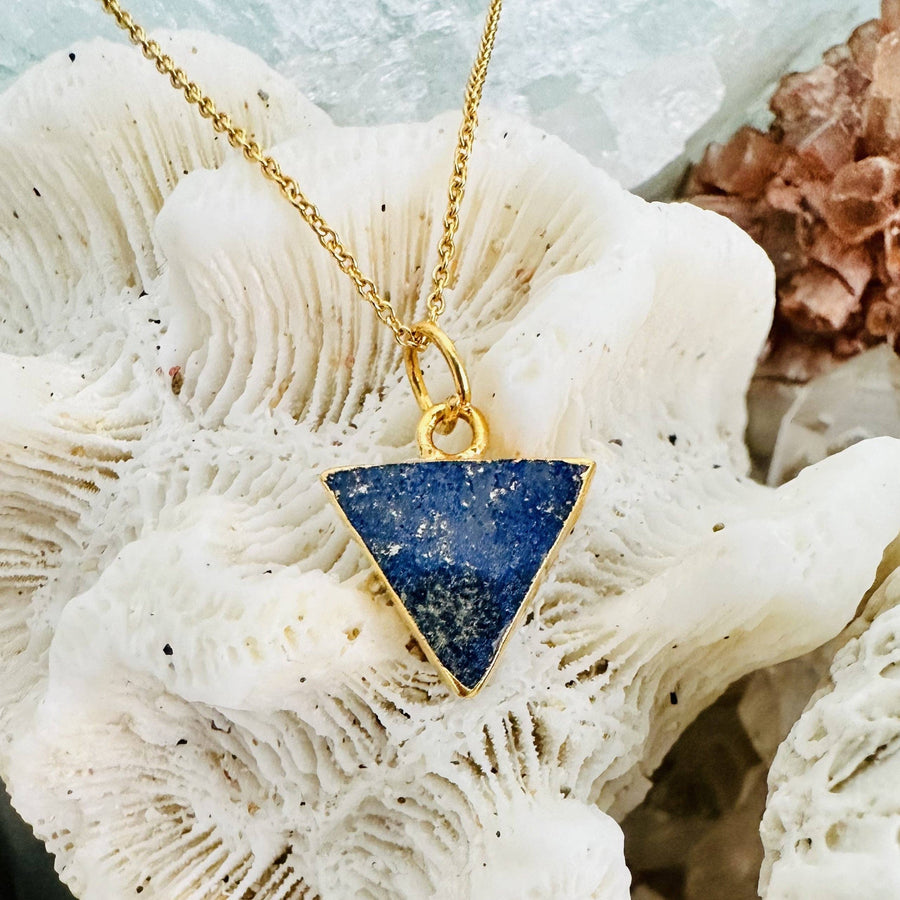 The Triangle Lapis Lazuli Gemstone Necklace – Gold Plated
