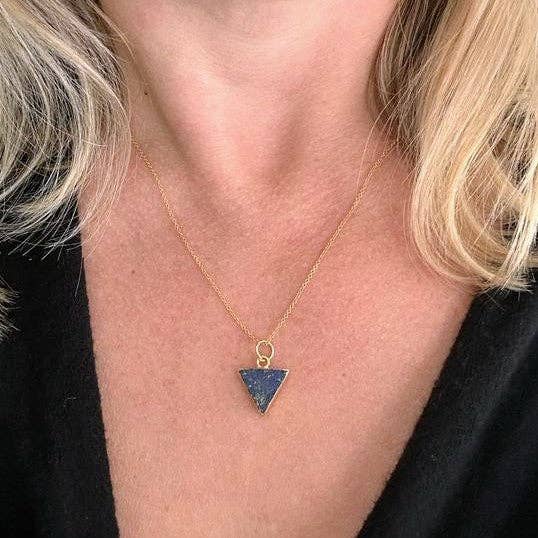 The Triangle Lapis Lazuli Gemstone Necklace – Gold Plated