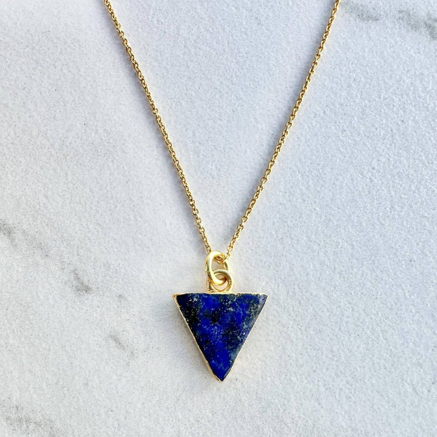 The Triangle Lapis Lazuli Gemstone Necklace – Gold Plated