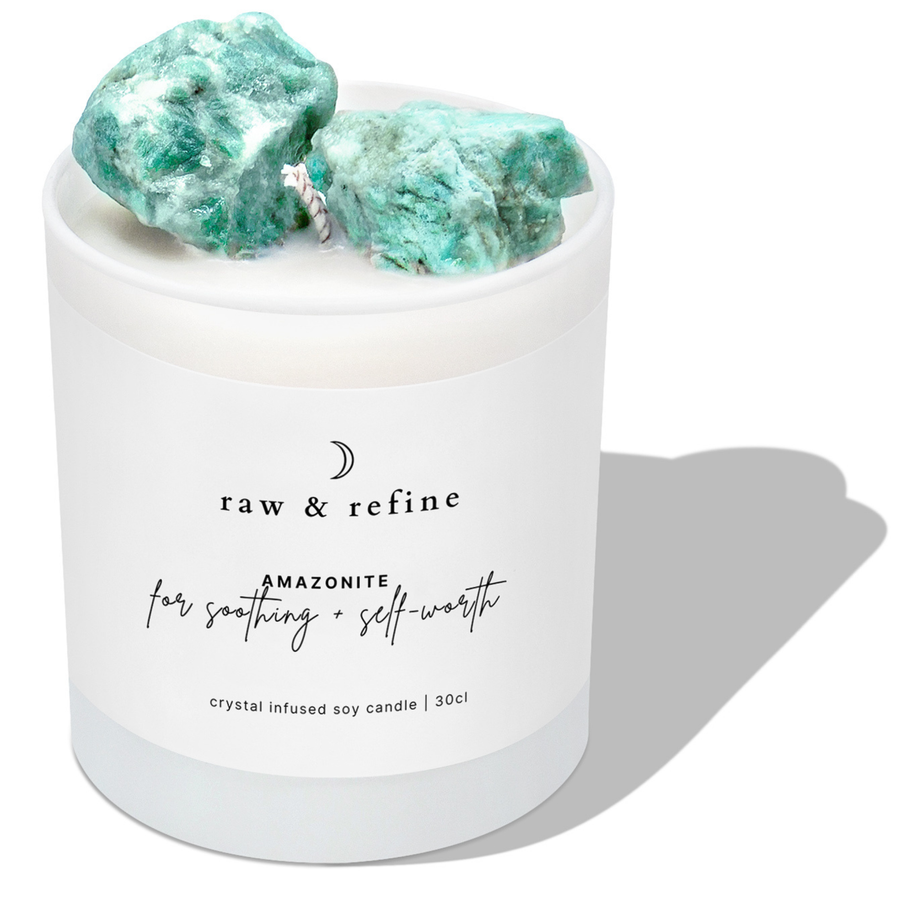 Amazonite Crystal Candle - Soothing + Self-Worth, 220g