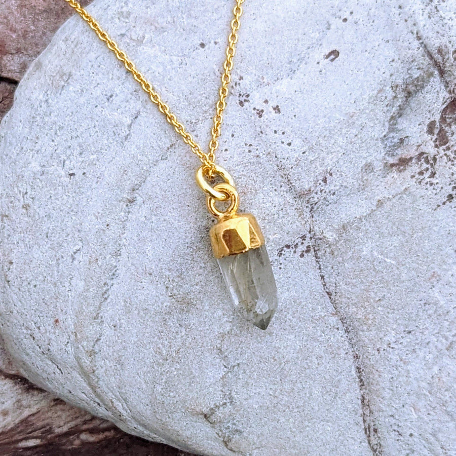 The En Pointe Clear Quartz Gemstone Necklace - Gold